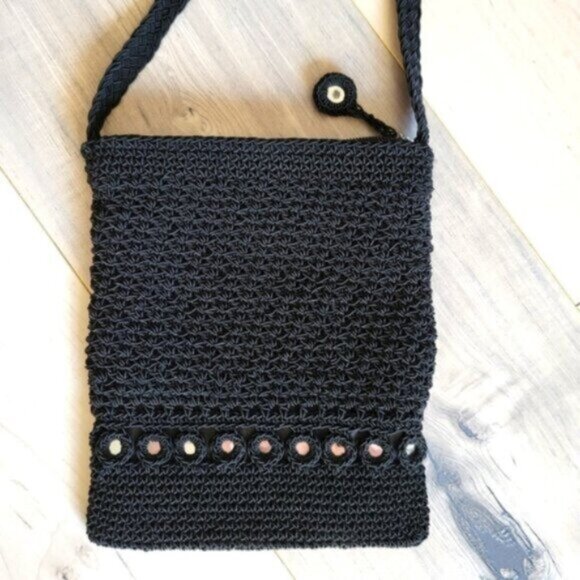 Black Crocheted Crossbody Purse - Picture 1 of 4